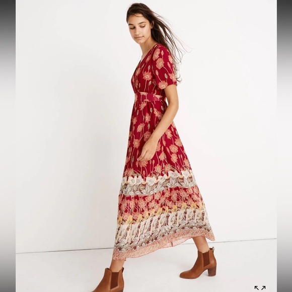 Madewell Red V-Neck Flutter Sleeve Maxi Sundress - Picture 2 of 7